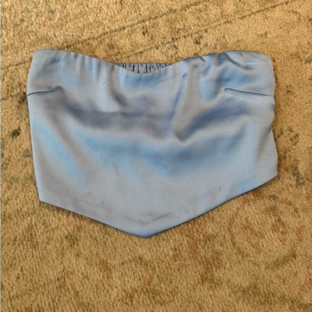 Tiger Mist Light Blue Sweetheart Satin Strapless To